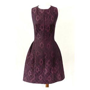 Calvin Klein Sleeveless Merlot Scuba Knit Lace Fit-Flare Dress Size 10
